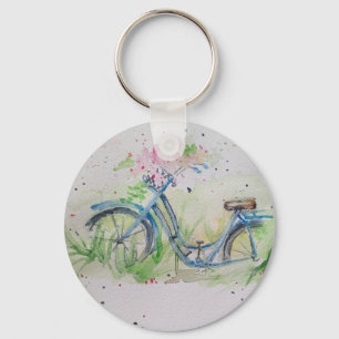 Bicycle in spring field   Key chain