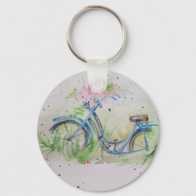 Bicycle in spring field   Key chain (Front)