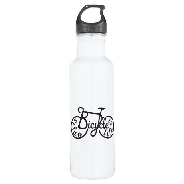 Bicycle is fun, Bicycle is life Stainless Steel Water Bottle (Front)