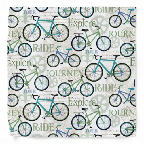 Bicycle Journey Blue and White Bandana