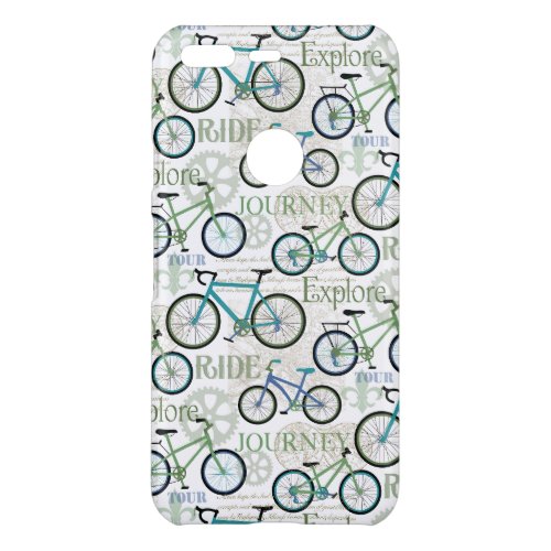 Bicycle Journey Blue and White Pixel Cases