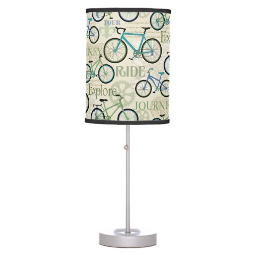 Bicycle Journey Blue Table Lamp