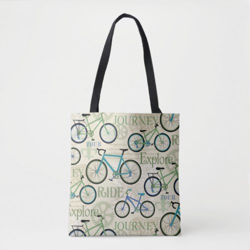 Bicycle Journey Blue Tote Bag