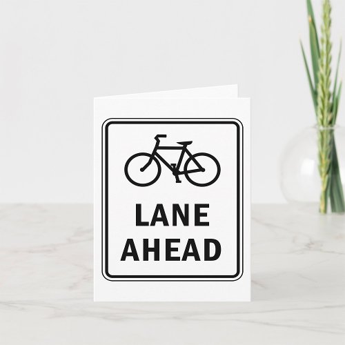 Bicycle Lane Ahead Sign Card