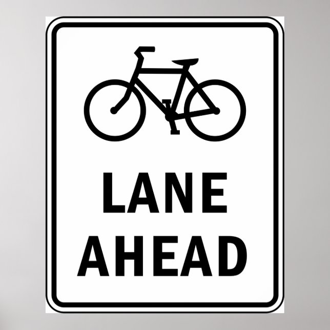 Bicycle Lane Ahead Sign Cycling Road Safety  (Front)
