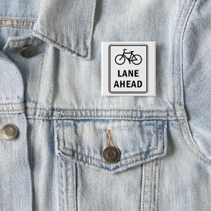 Bicycle Lane Ahead Sign Cycling Road Safety Button