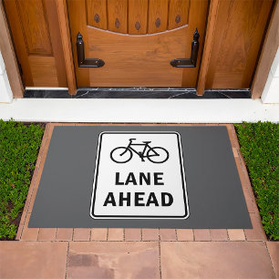 Bicycle Lane Ahead Sign Cycling Road Safety  Doormat