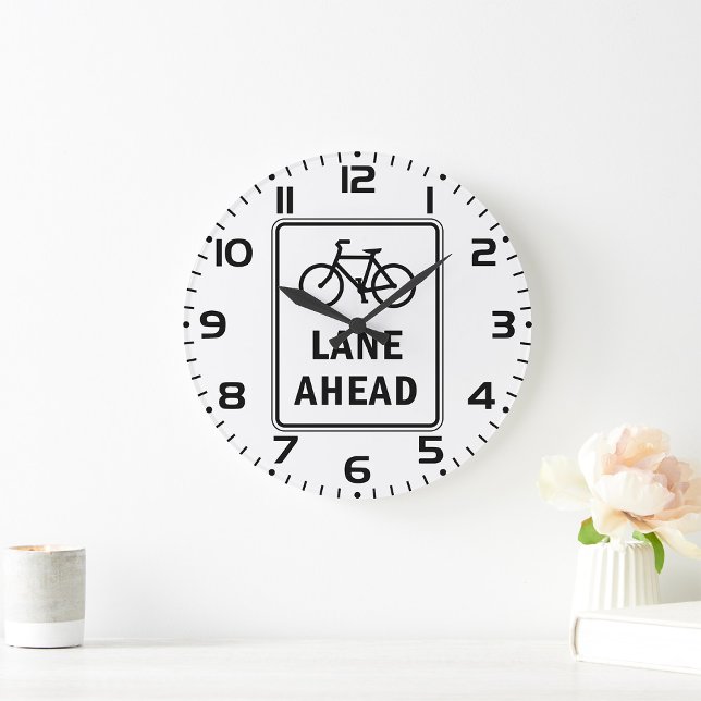 Bicycle Lane Ahead Sign Cycling Road Safety  Large Clock (Creator Uploaded)