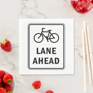 Bicycle Lane Ahead Sign Cycling Road Safety Napkins
