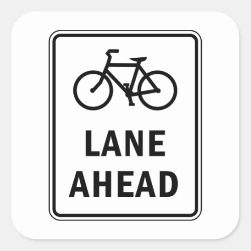 Bicycle Lane Ahead Sign Square Sticker