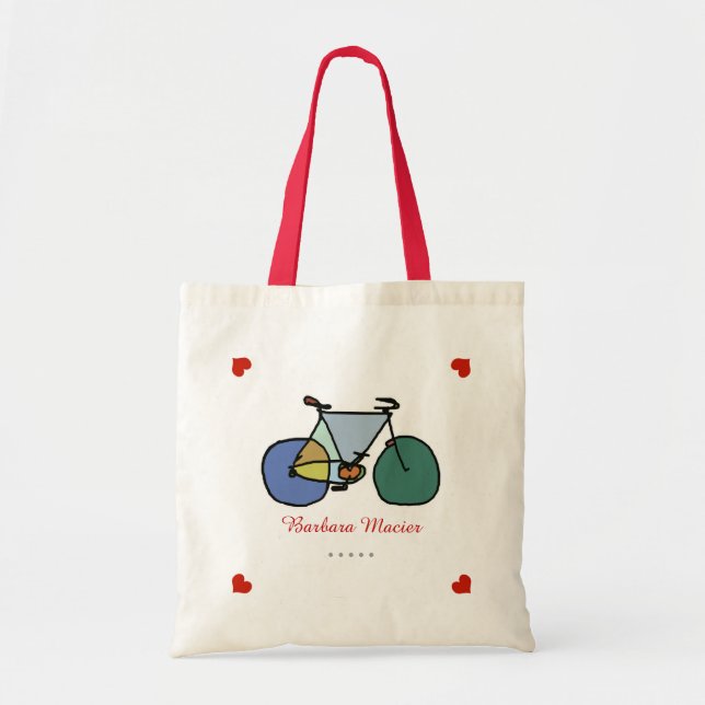 bicycle love biking personalized tote bag (Front)