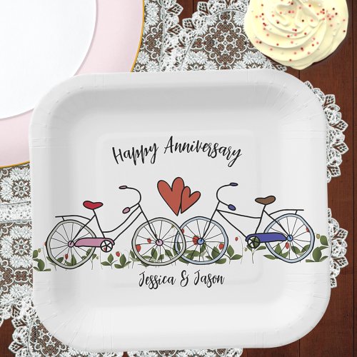 Bicycle Lovers Anniversary Paper Plates