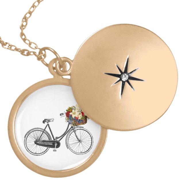 Bicycle Lover's Gold Finish Round Locket (Front)