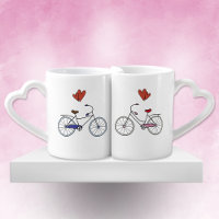 Bicycle Lovers Nesting Heart Mugs