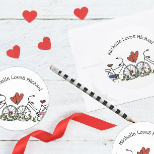 Bicycle Lovers Valentine Classic Round Sticker