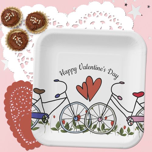 Bicycle Lovers Valentine Paper Plates