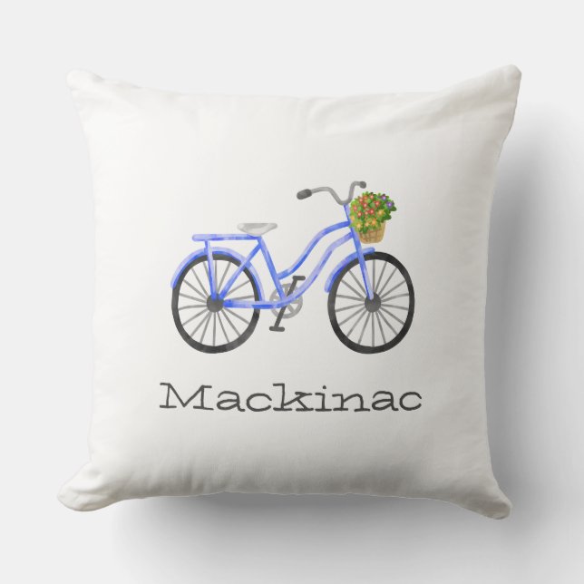 Bicycle Mackinac Island Family Flowers Location Throw Pillow (Front)