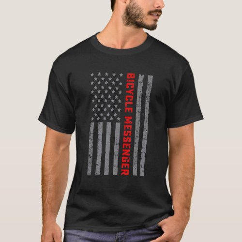 Bicycle Messenger Vintage US Flag For Men Dad T_Shirt