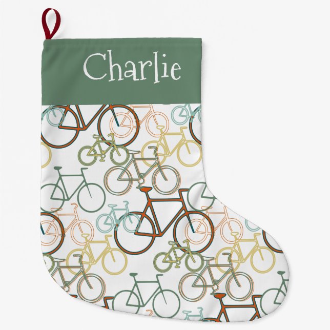 Bicycle Mix Personalized Christmas Stocking (Front)