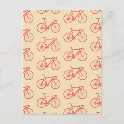 Bicycle Modern Silhouette Coral and Ivory Pattern Postcard