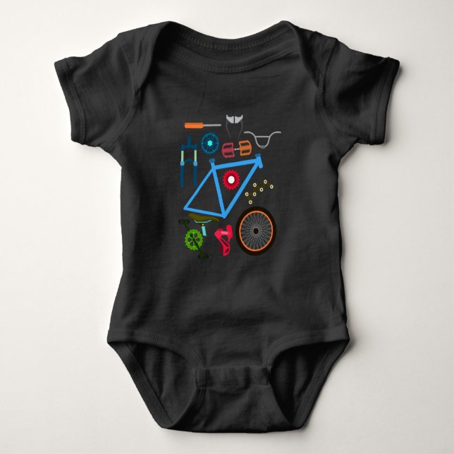 Bicycle Mountain Bike uphill Shift MTB Rider Baby Bodysuit (Front)