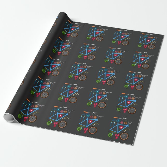 Bicycle Mountain Bike uphill Shift MTB Rider Wrapping Paper (Unrolled)