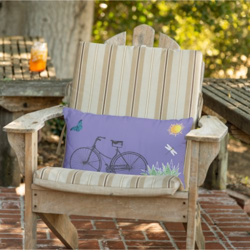 Bicycle on a sunny day lavender outdoor pillow