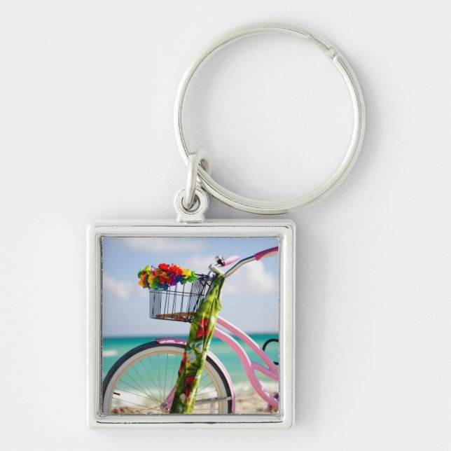 Bicycle On The Beach | Miami, Florida Keychain (Front)