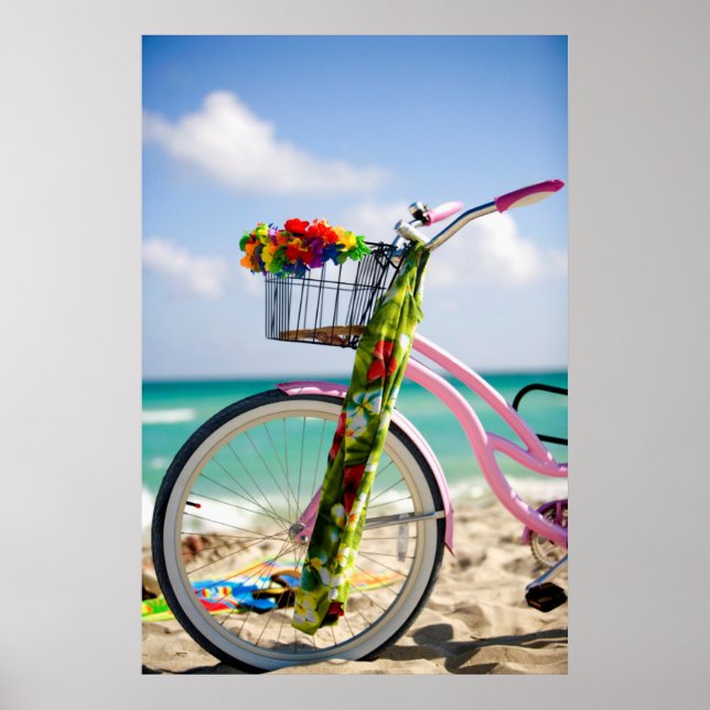 Bicycle On The Beach | Miami, Florida Poster (Front)