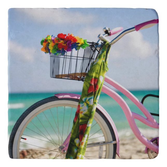 Bicycle On The Beach | Miami, Florida Trivet (Front)