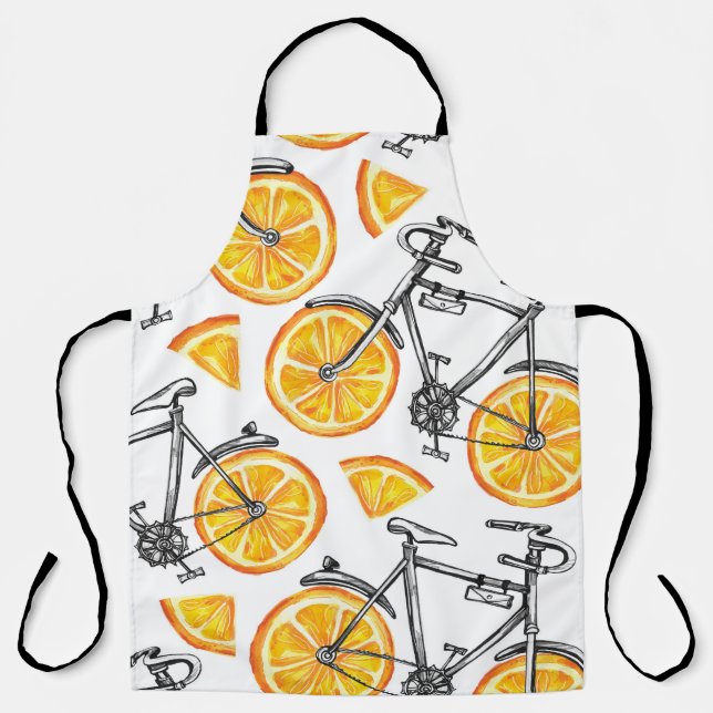 Bicycle Oranges: Watercolor Summer Pattern Apron (Front)