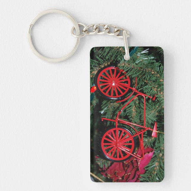 Bicycle Ornament on a Christmas Tree Keychain (Front)