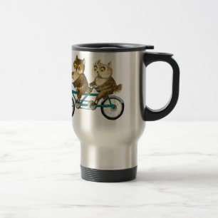 Bicycle owls travel mug