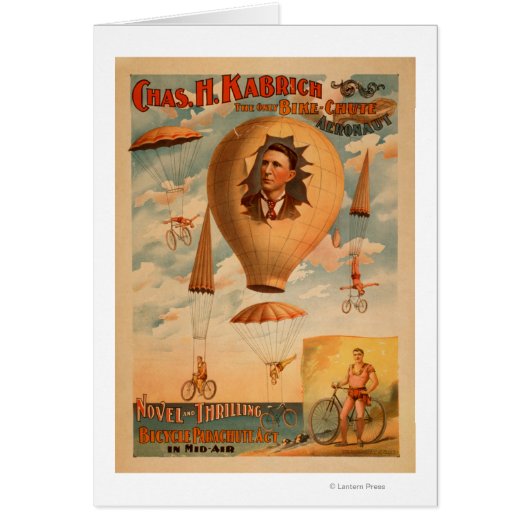 Bicycle Parachute act in mid-air Theatre (Front)