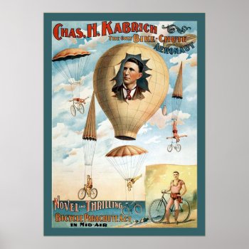 Bicycle Parachute Act ~ Vintage Performance Poster by VintageFactory at Zazzle