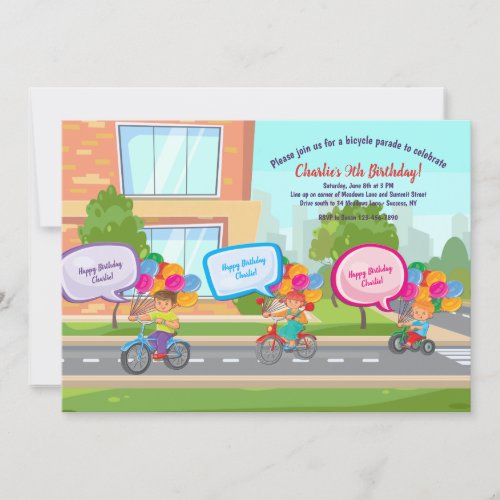 Bicycle Parade Birthday Celebration Invitation