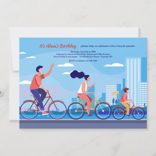 Bicycle Parade Birthday Celebration Invitation