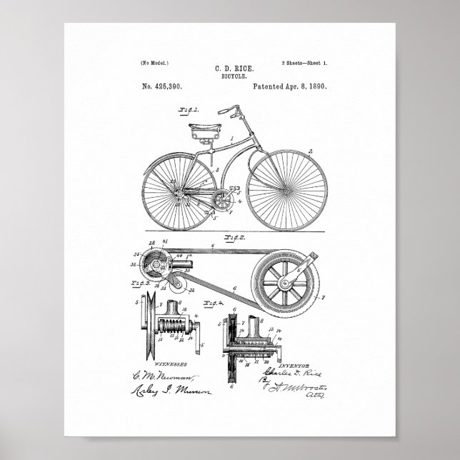 Bicycle Patent Poster (Front)
