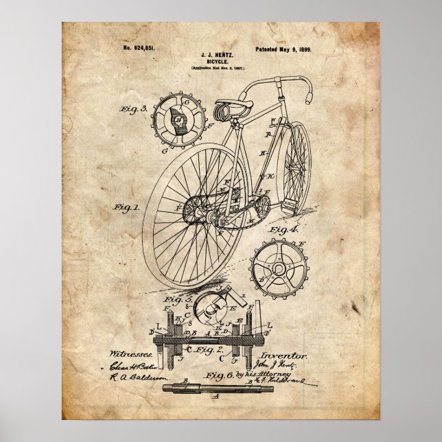 Bicycle Patent Poster (Front)
