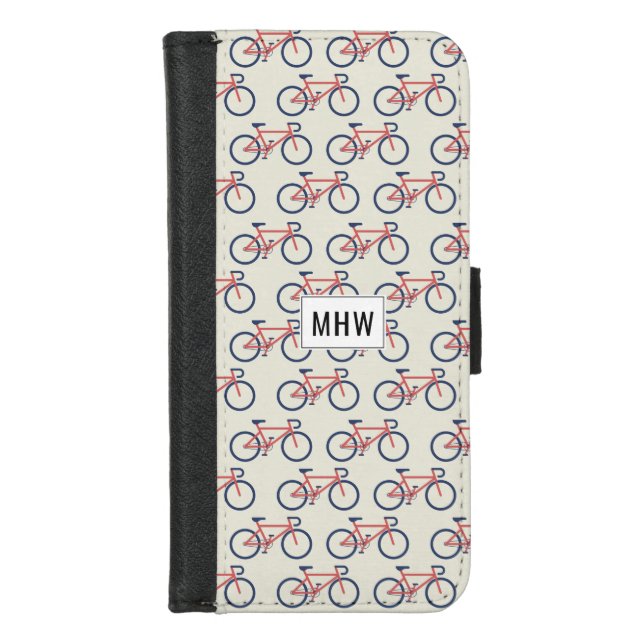 Bicycle Pattern custom monogram phone wallets (Front)