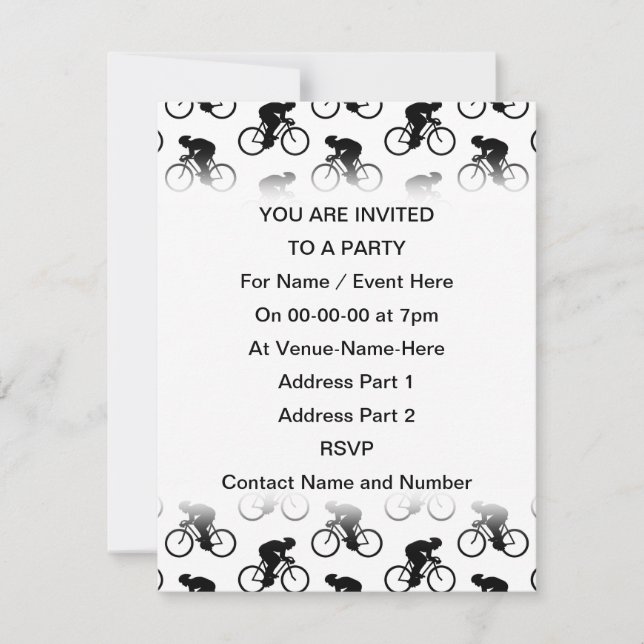 Bicycle Pattern in Black and White. Invitation (Front)