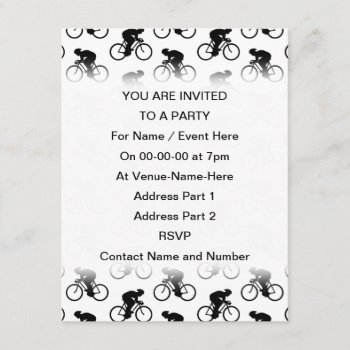 Bicycle Pattern In Black And White. Invitation by Metarla_Sports at Zazzle