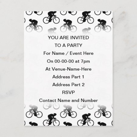Bicycle Pattern In Black And White. Invitation
