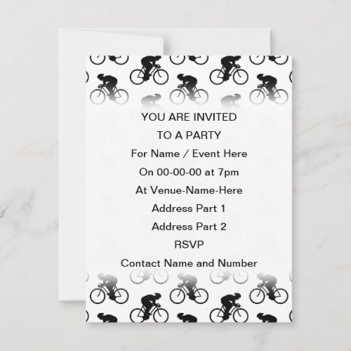 Bicycle Pattern in Black and White Invitation