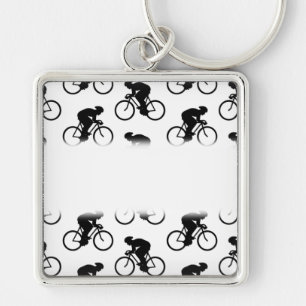 Bicycle Pattern in Black and White. Keychain