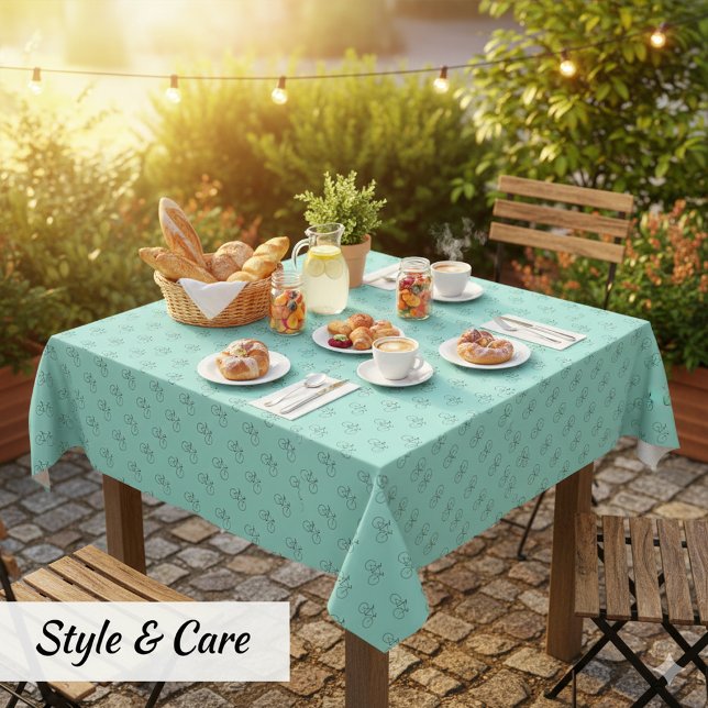 Bicycle Pattern in Robin Egg Blue Elegant Tablecloth (Bicycle Pattern in Robin Egg Blue Elegant Tablecloth)