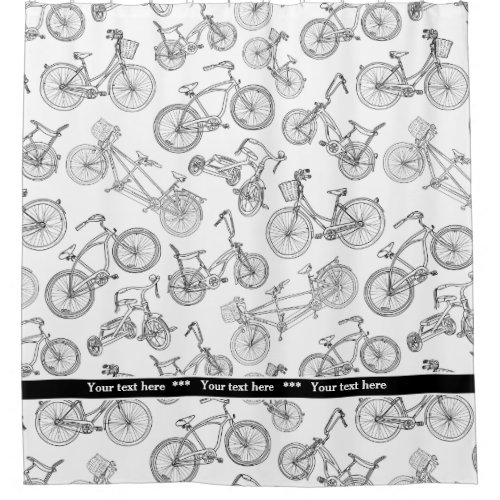 Bicycle Pattern Mix Black and White Shower Curtain