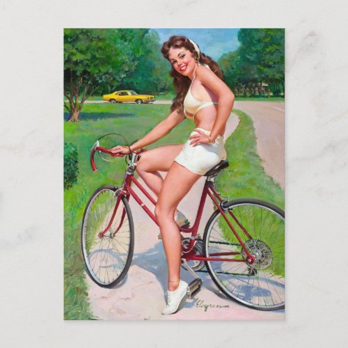 Bicycle Pin Up Postcard