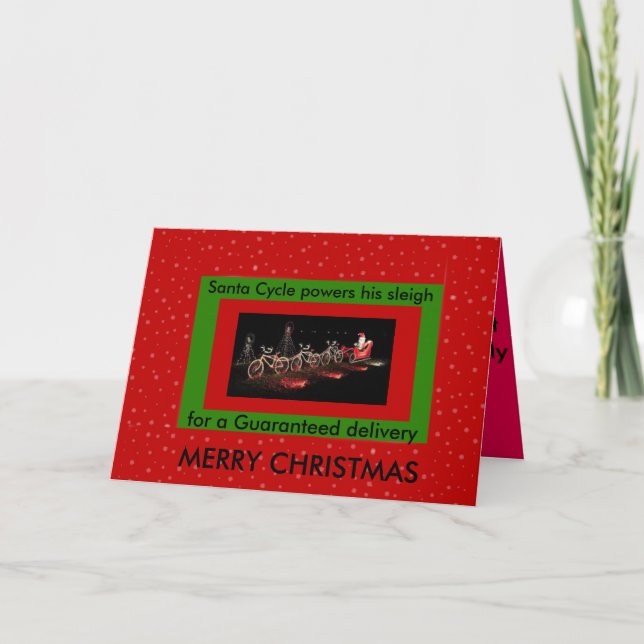 Bicycle powered sleigh christmas card (Front)