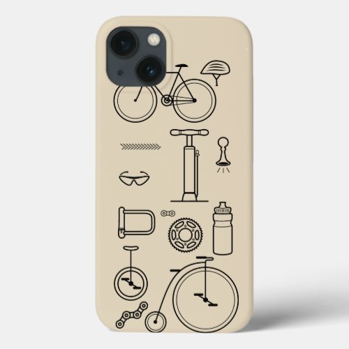 Bicycle Print Cycling Essentials Design iPhone 13 Case